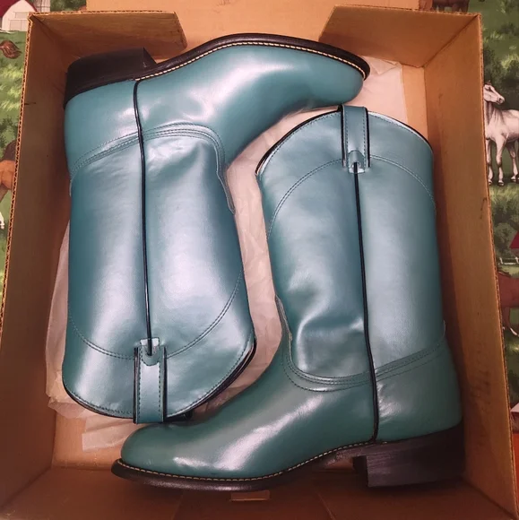 Laredo Teal Heeled Boots - Picture 5 of 15